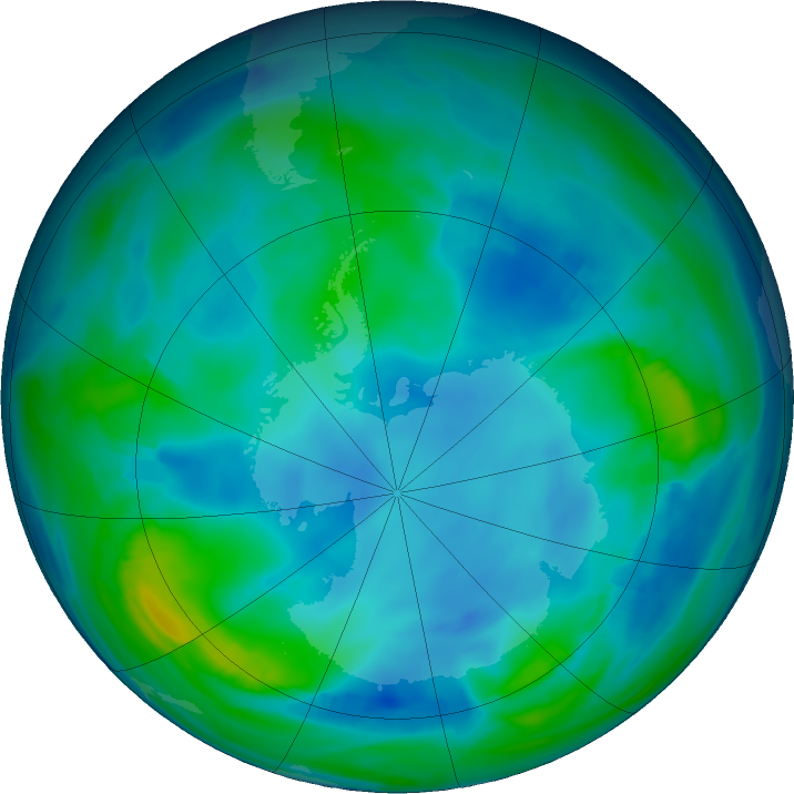 Antarctic ozone map for 24 May 2022